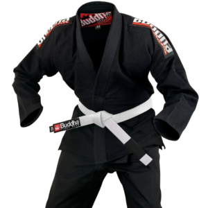 Kimono JJB noir porté en présentation – équipement Jiu-Jitsu Brésilien AAM DelaRiva Lys-les-Lannoy